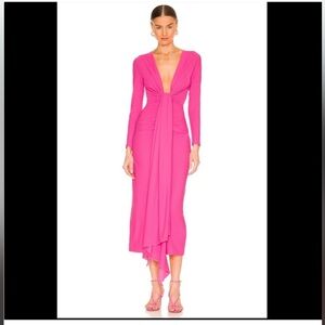 Solace London Lorena Midi Dress Hot Pink